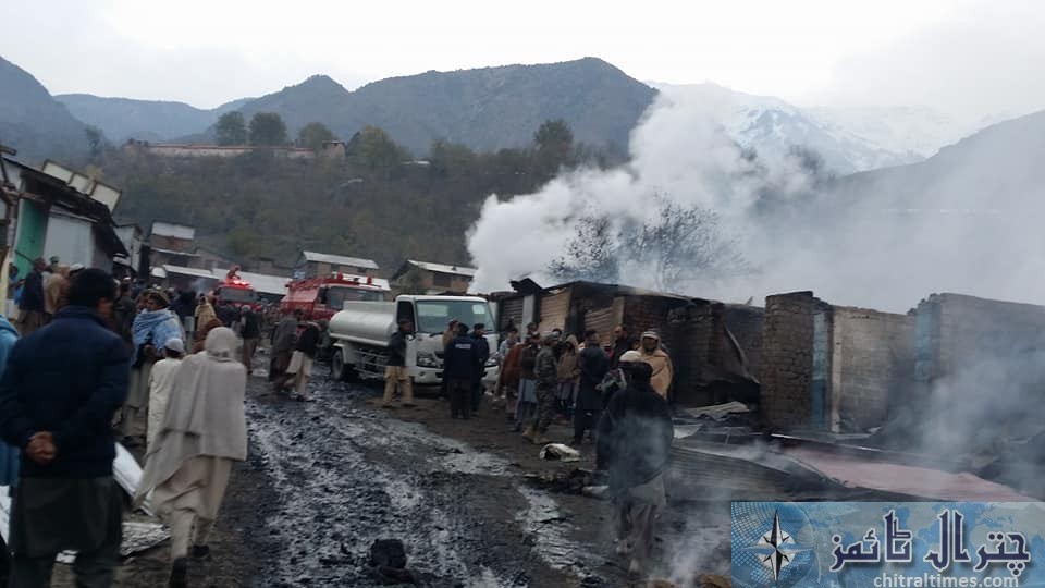 Chitral Drosh Bazar cought fire mid night of Friday resulting 40 crore loses to the people of area pic by Saif ur Rehman Aziz7