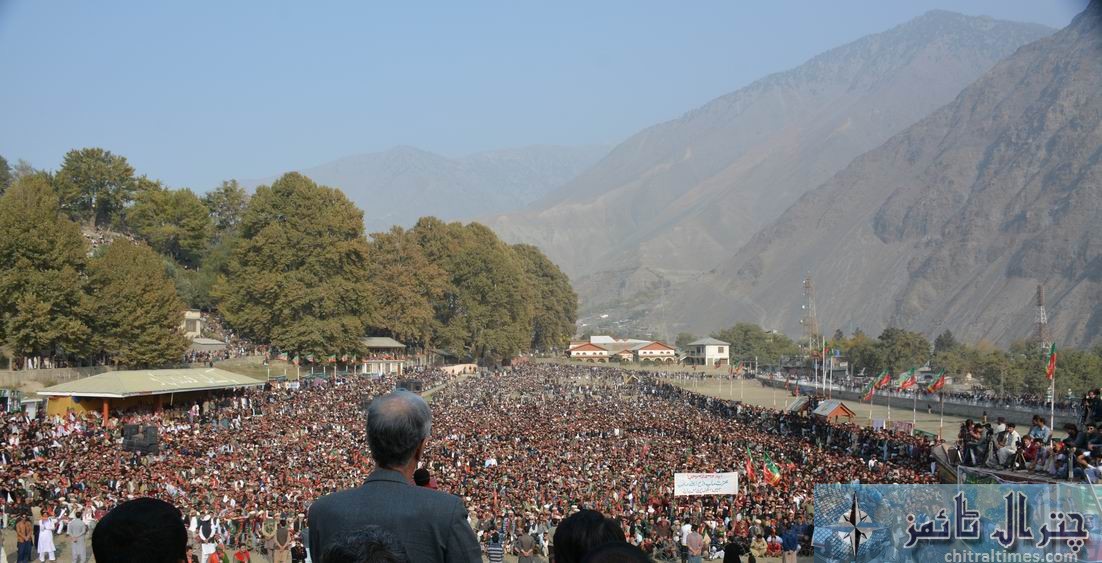 CM Kp pervez Khatak addresing a pubic gathering in Chitral Pologround pic by Saif ur Rehman Aziz