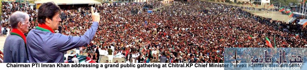 chitral PTI Chairman Imran Khan addresing a pubic gathering in Chitral Pologround