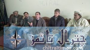 mpa sardar hussain addressing press confrence in Chitral