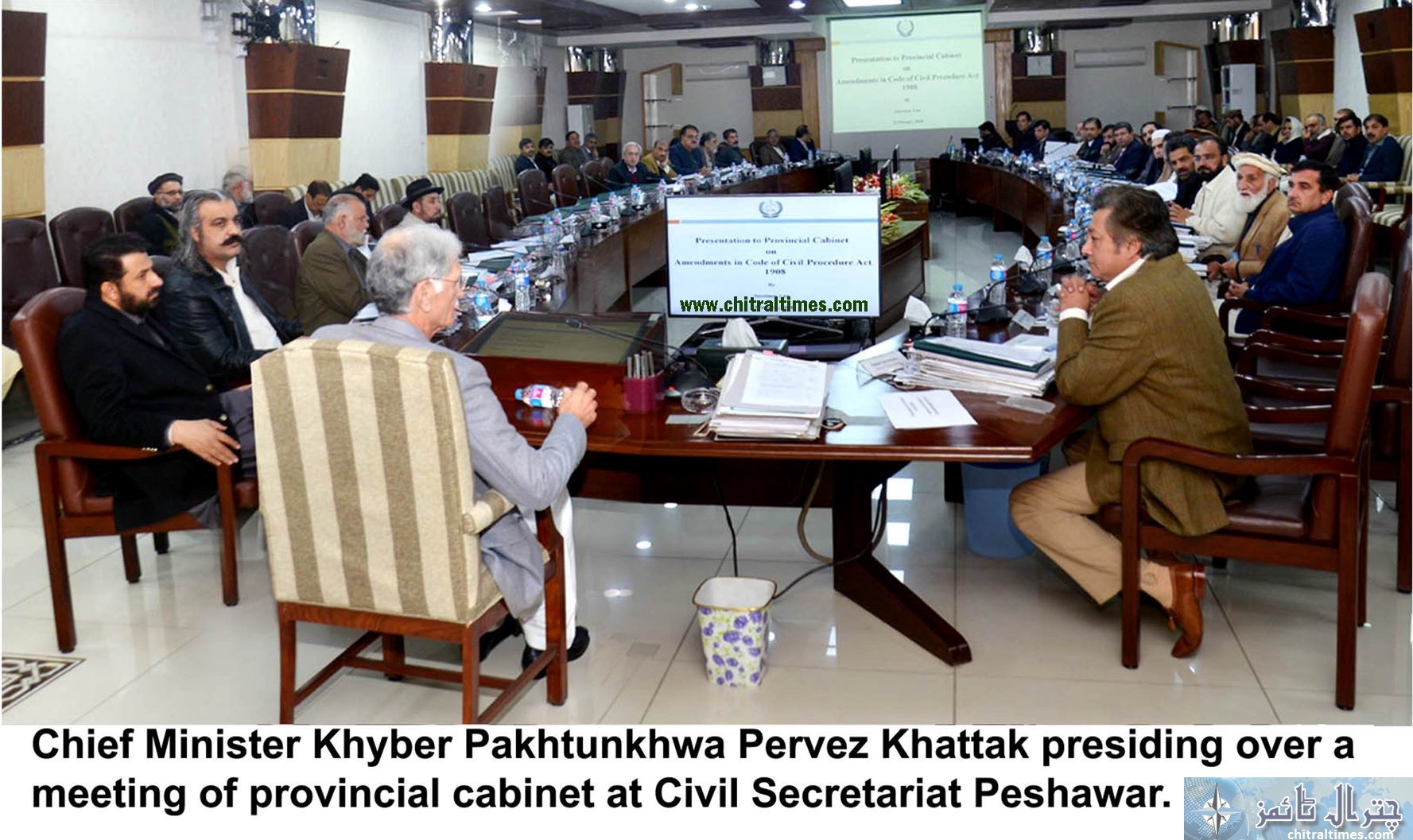 Chief Minister Khyber Pakhtunkhwa Pervez Khattak presiding over a meeting of provincial cabinet at Civil Secretariat Peshawar 2