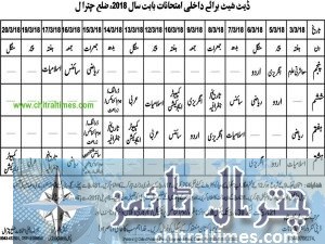 date sheet internal exam