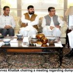 Chief Pervez Khattak chairing a meeting regarding dumping site at CM House Peshawar