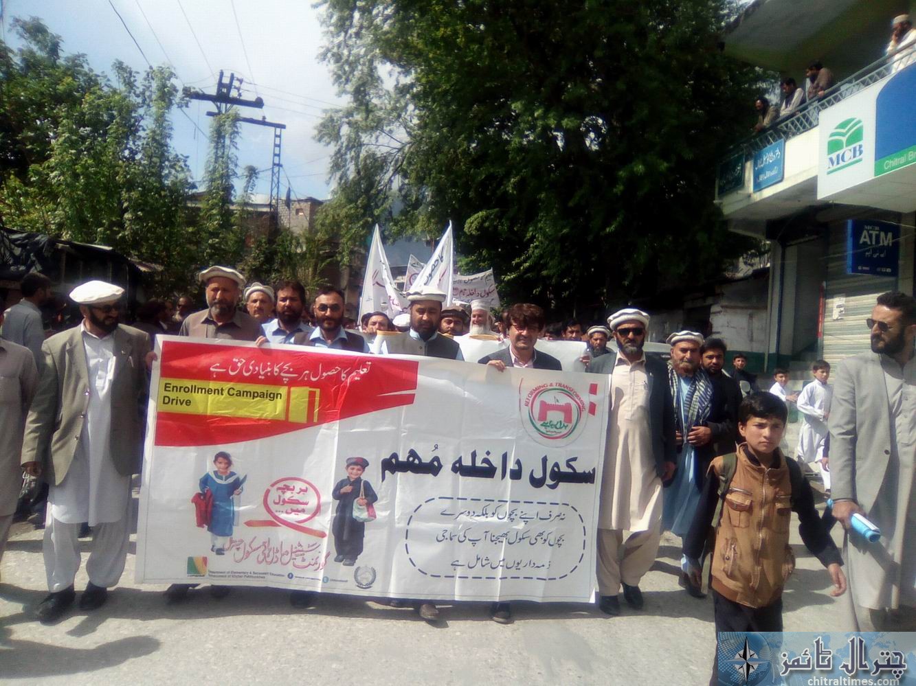 chitral school enrolment campaign awarness walk held in Chiral picSaif ur Rehman Aziz