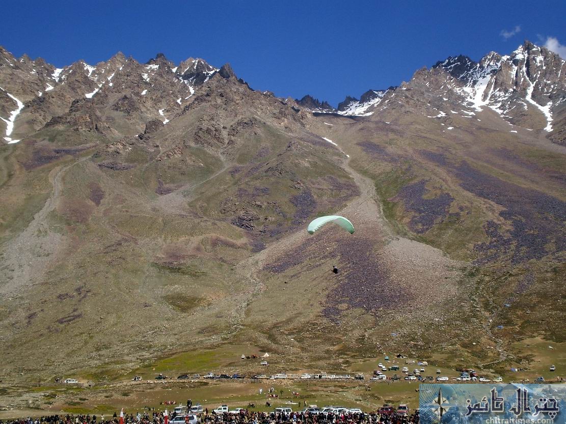 CHITRAL Paragliders of HIKAP Chitral demonistrates at Shandur Chtiral on Festival final day pic by Saif ur Rehman Aziz