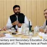 KP Advisor to CM for Elementary and Secondary Education Zia Ullah Bangash presiding a meeting SN6 R