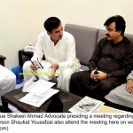 KP Minister for Revenue Shakeel Ahmad Advocate presiding a meeting regarding District Chitral Land