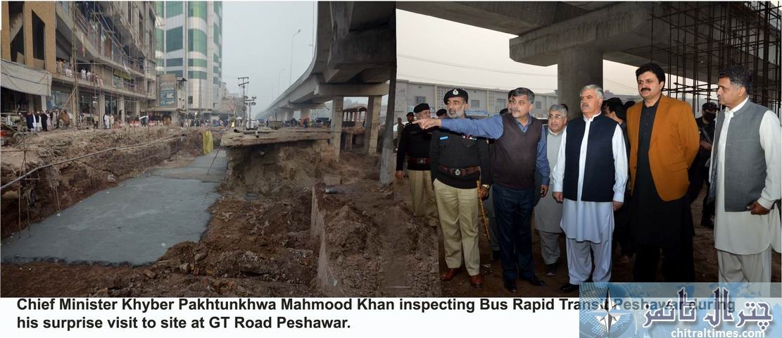 5 12 18 Chief Minister Khyber Pakhtunkhwa Mahmood Khan inspecting Bus Rapid Transit Peshawar during his surprise visit to site at GT Road Peshawar Copy