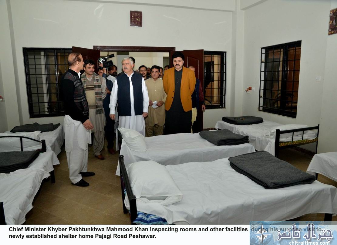 5 12 18 KP Chief MInister inspecting rooms shelter home Peshawar