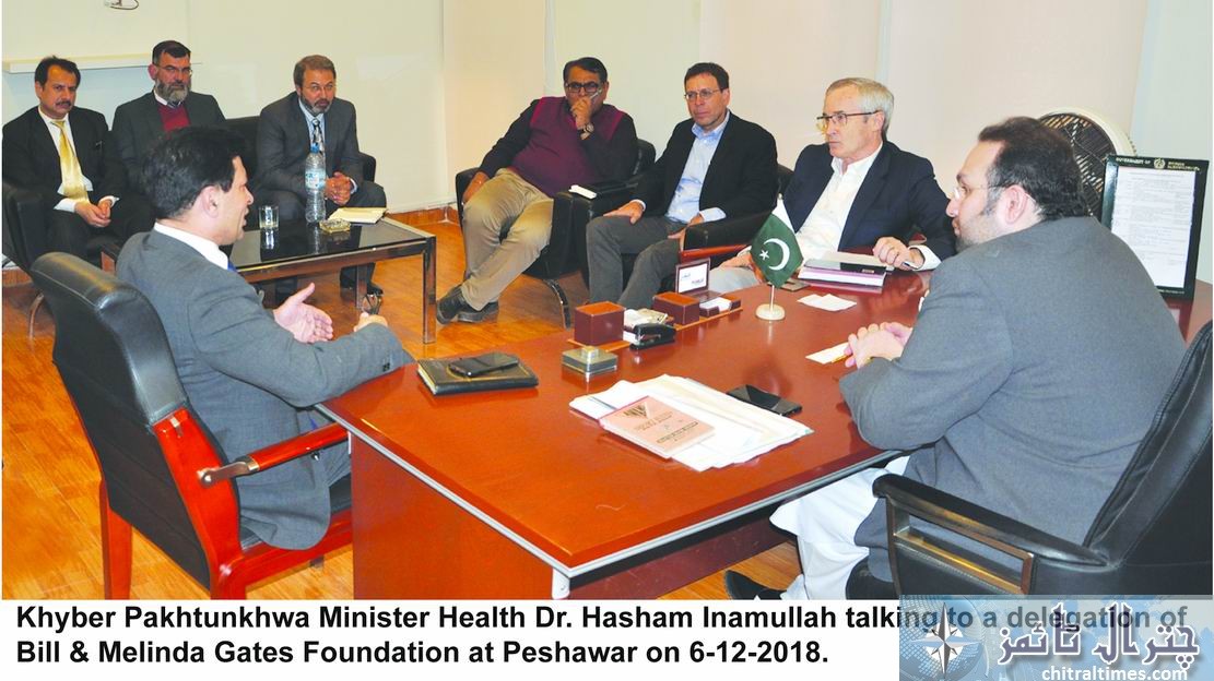 Khyber Pakhtunkhwa Minister Health Dr. Hasham Inamullah talking to a delegation R
