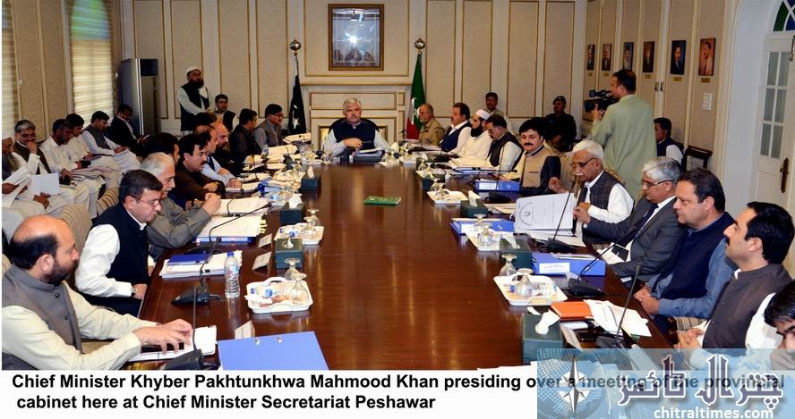 Chief Minister Khyber Pakhtunkhwa Mahmood Khan presiding over a meeting of the provincial cabinet here at Chief Minister Secretariat Peshawar