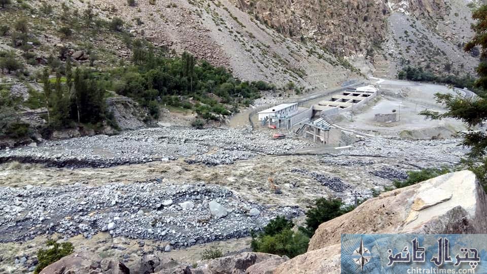 Chitral a view of Golan hydro power station of 108MW head which was washed away by heay flood last night at Golan valley pic by Saif ur Rehman Aziz