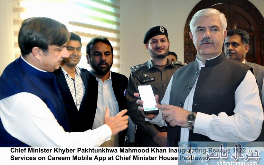 chief minister kp mehmood khan inauagurated careem app on rescue1122