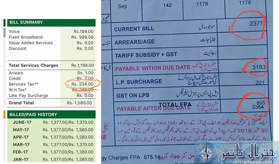 ptcl telephone and pesco electricity bill