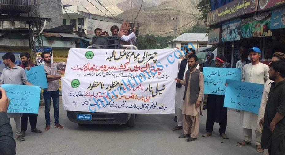 protest against telenor service in chitral