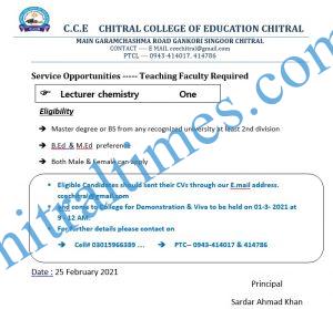 CCE job oppotunities chitral