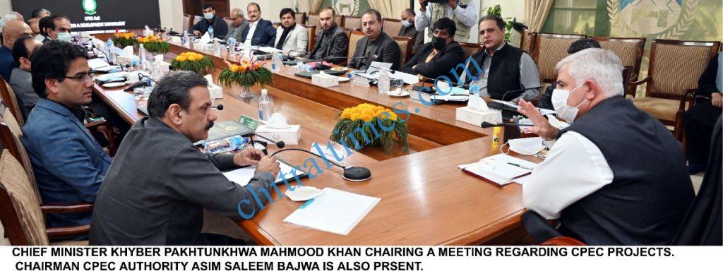 سی پیک منصوبوں کے حوالے وزیراعلیٰ محمود خان کے زیر صدارت اعلیٰ سطح اجلاس