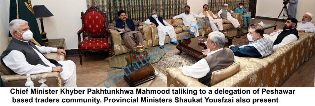 CM khyber pakhtunkhwa mahmoo khan talking traders peshawar scaled