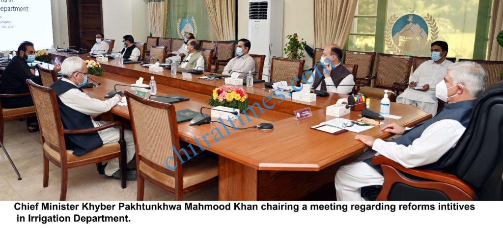 محکمہ آبپاشی میں اصلاحات کے حوالے وزیراعلیٰ محمود خان کے زیرصدارت اجلاس