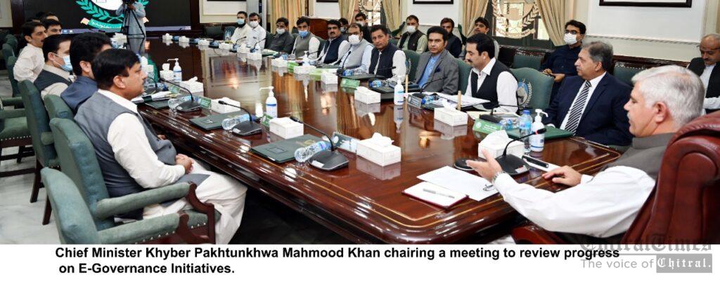 chitraltimes mahmood khan chief minister chairing review progress on E governance initiatives scaled