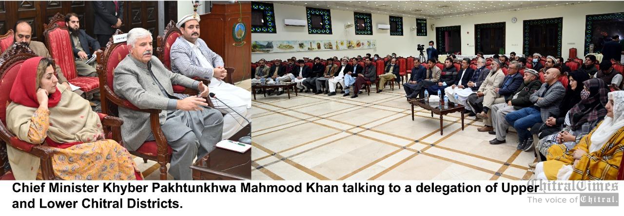 chitraltimes Chief Minister Khyber Pakhtunkhwa Mahmood Khan addressing chitral pti workers delegation