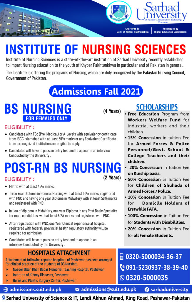 chitraltimes admission open BS Nursing sarhad university pesh 1