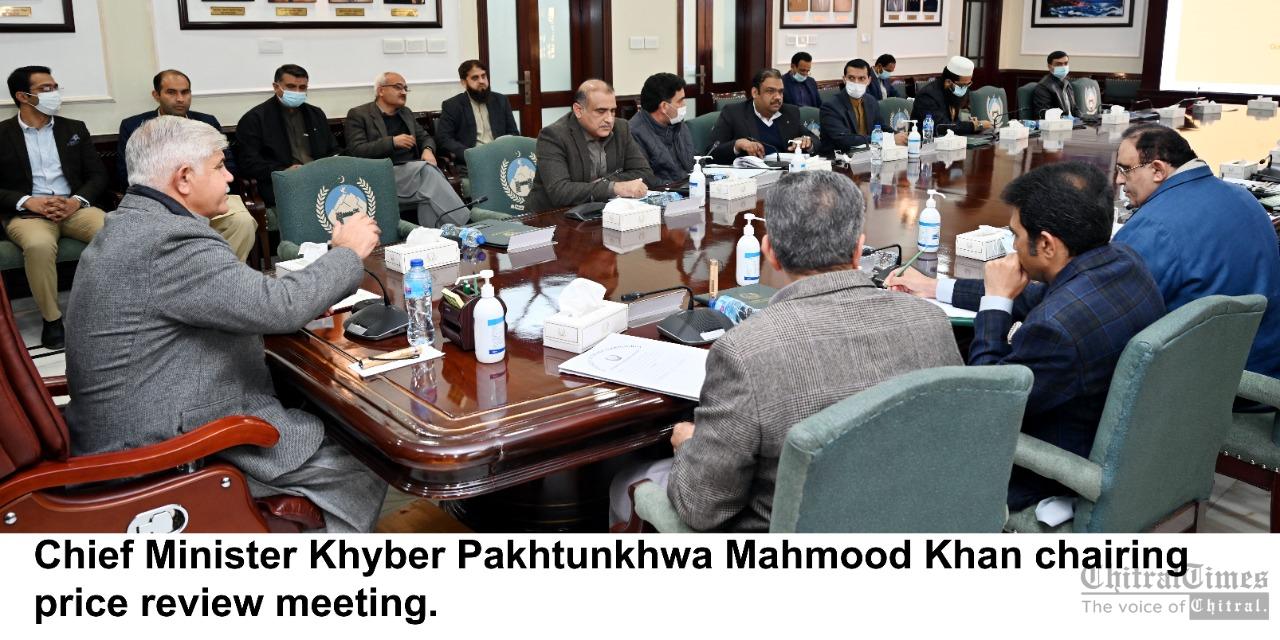 chitraltimes Chief Minister Khyber Pakhtunkhwa Mahmood Khan chairing price review meeting