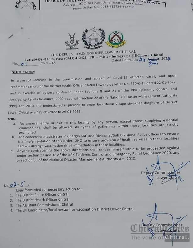 chitraltimes dho dc chitral lower notice covid 19 lockdown