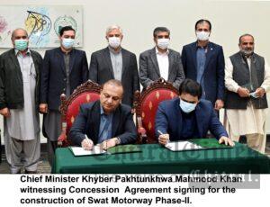 chitraltimes mou signed for construction of swat motorway phase II cm witnessing cermony
