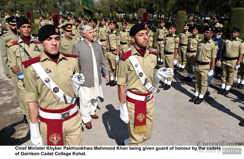 chitraltimes cm kp mahmood khan guard of honor Garrison Cadet College kohat