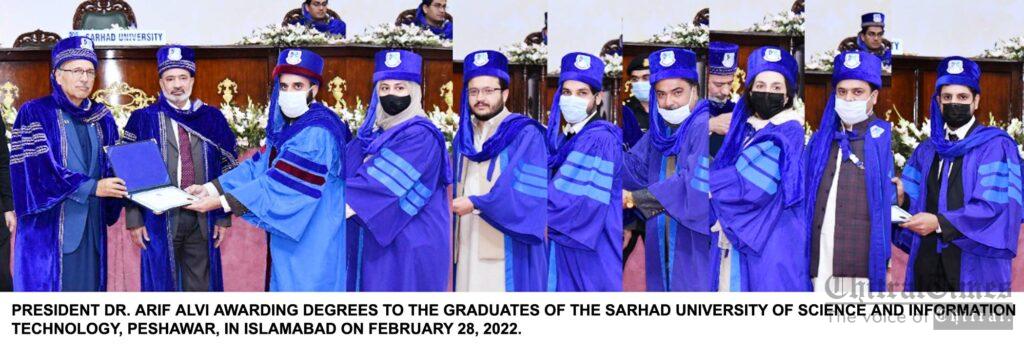 chitraltimes president of pakistan awarding degrees to the graduate of the sarhad uinversity