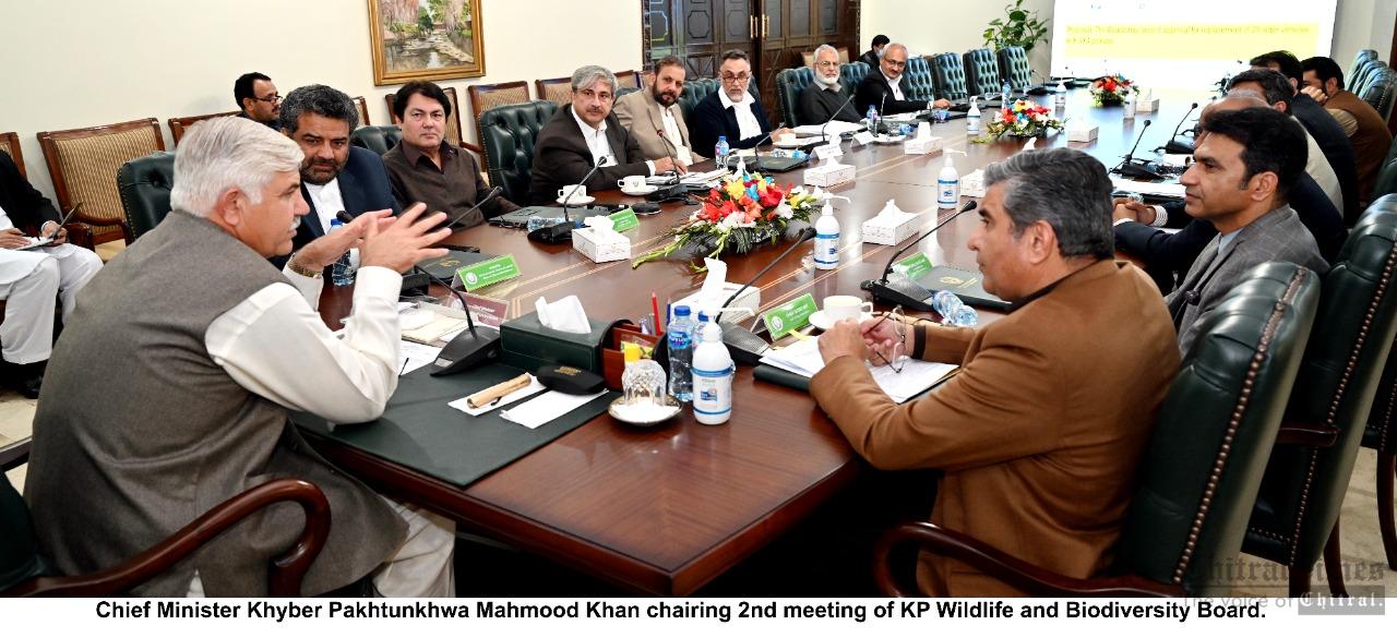 chitraltimes chief minister kpk mahmood khan chairing wildlife and biodiversity board meeting