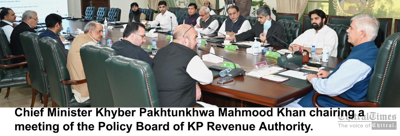 chitraltimes cm kp mahmood chairing meeting of policy board of kp revenue department