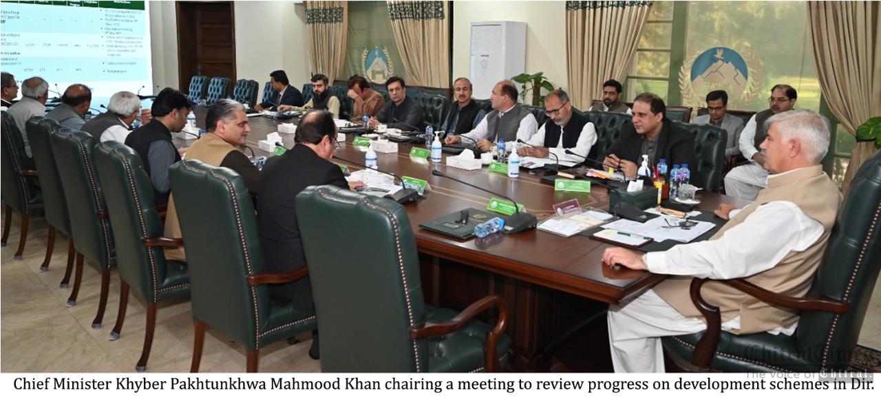 chitraltimes cm kpk chairing progress review meeting on dev schemes in dir