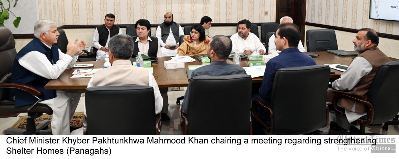 chitraltimes chief minister kpk mahmood chairing meeting regarding shelter homes panagahs