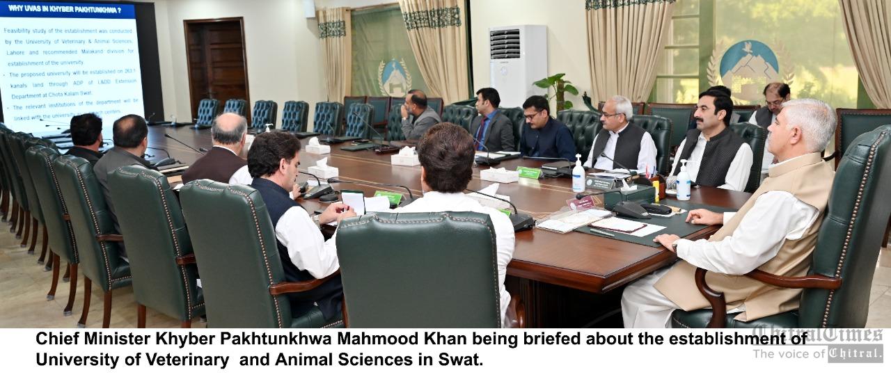 chitraltimes cm kp mahmood being briefed about establishment of veterinary university
