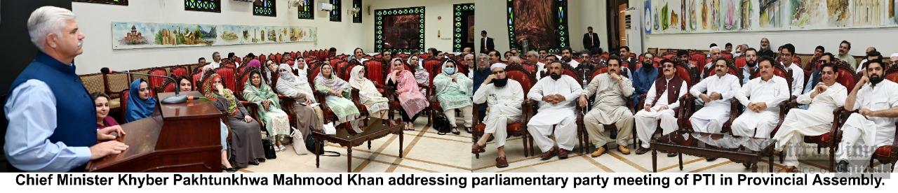 chitraltimnes cm kp addressing pti parliamentary party meeting