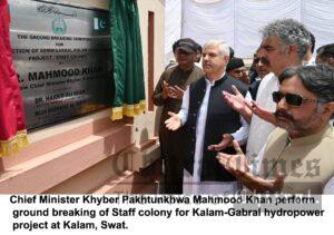 chitraltimes chief minister kpk mahmood performing ground breaking of colony kalam Gabral hydropower