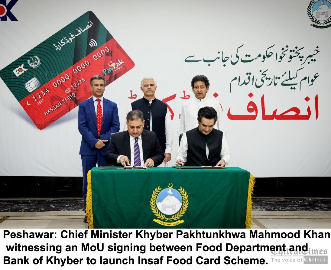 chitraltimes mou signed between bok and food deprtment kp for food card