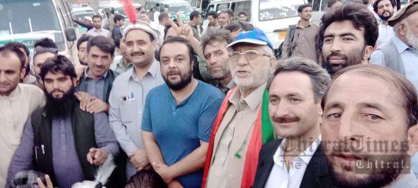 pti workers leaving for isb from chitral