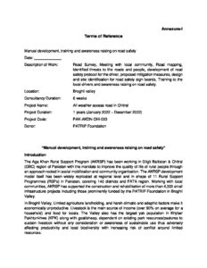 ToRs for consultant Road safety akrsp pdf