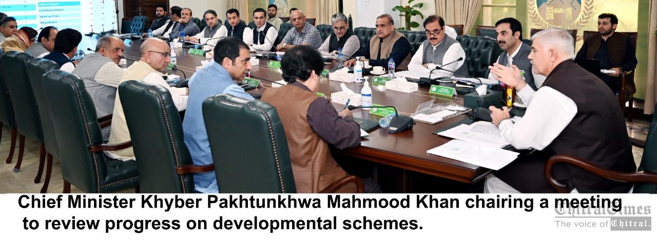 chitraltimes cm kp mahmood chairing a review meeting development schemes