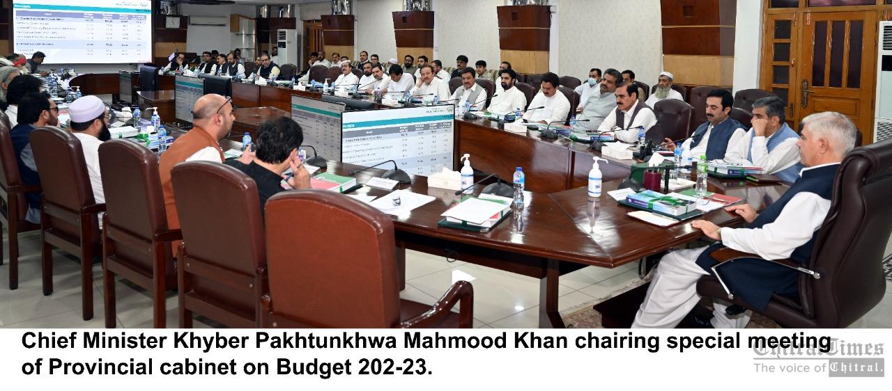 chitraltimes cm kp mahmood chairing special budget meeting of kp cabinet