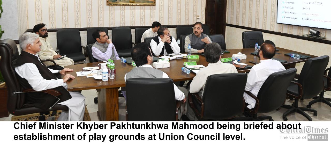 chitraltimes cm kpk being briefed about establishment of play grounds