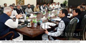 chitraltimes cm kpk chairing a meeting regarding removal of encroachments in tourisom spots