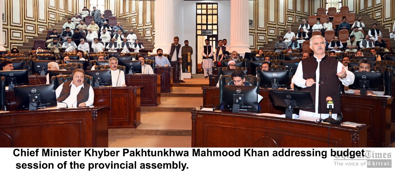 chitraltimes cm kpk mahmood khan addressing budget session in provincial assembly
