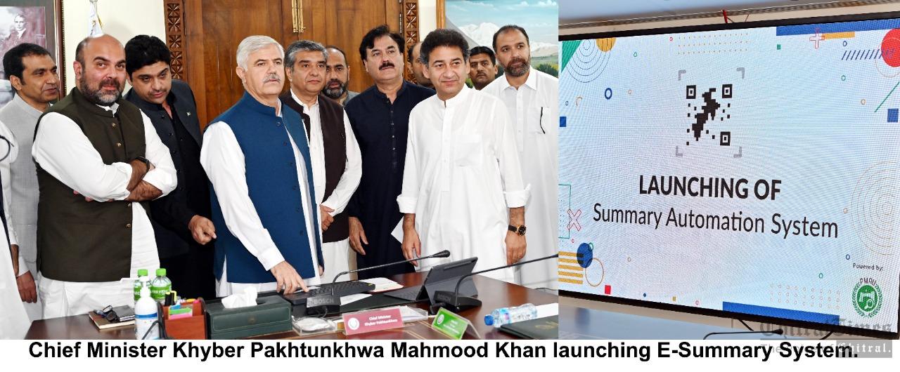 chitraltimes cm kpk mahmood khan launching e summary system