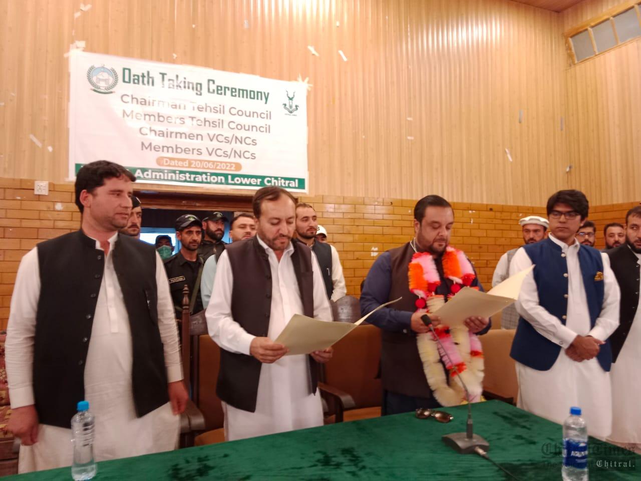 chitraltimes local govt chairman councillors oath taking ceremoney lower chitral 4