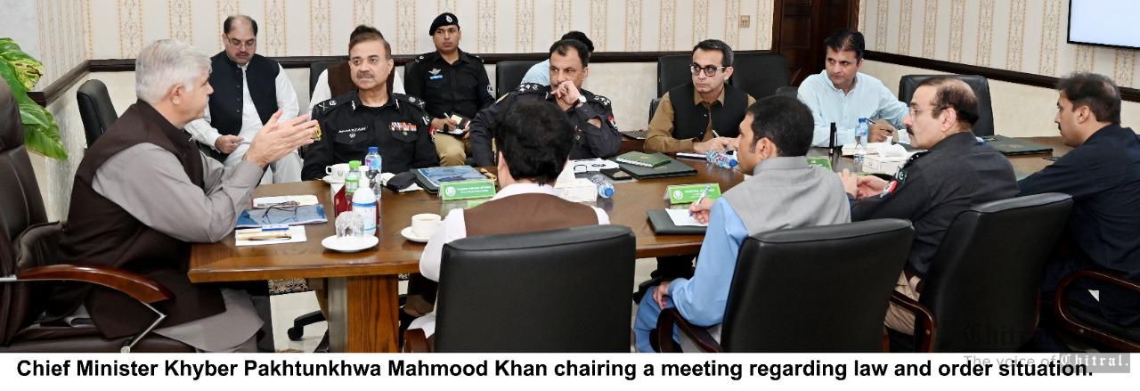 chitraltimes cm kpk chairing meeting regarding law and order situation in the province
