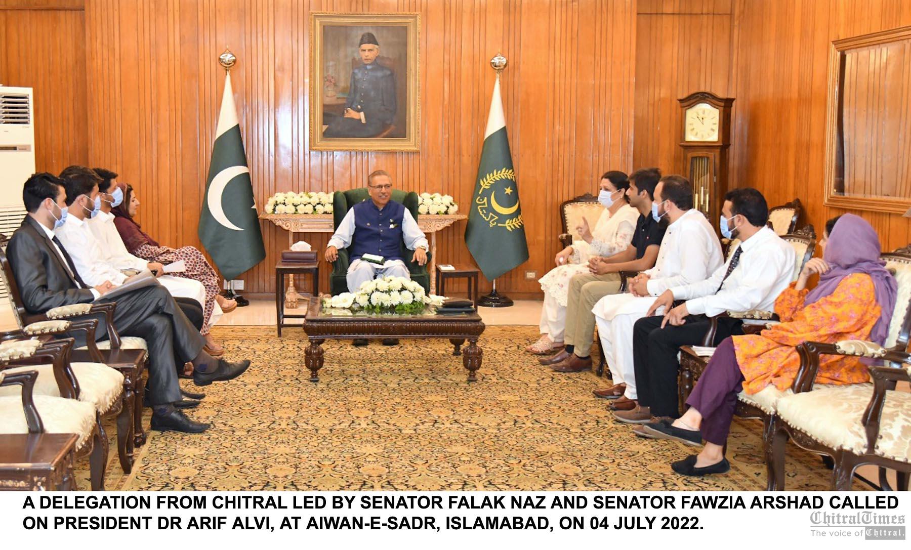 chitraltimes senator falak naz met president of pakistan